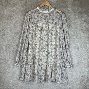Dress Forum Los Angeles Dress Womens Small Beige Floral Sheer Lined- 9671*